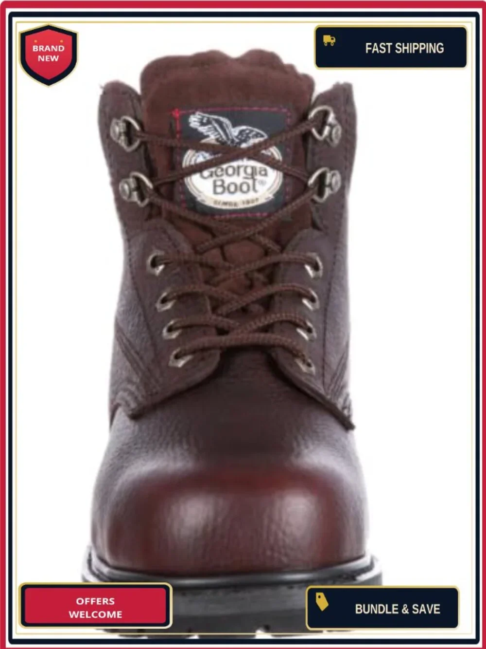 Men's Steel Toe Waterproof Work Boots, Leather, 6